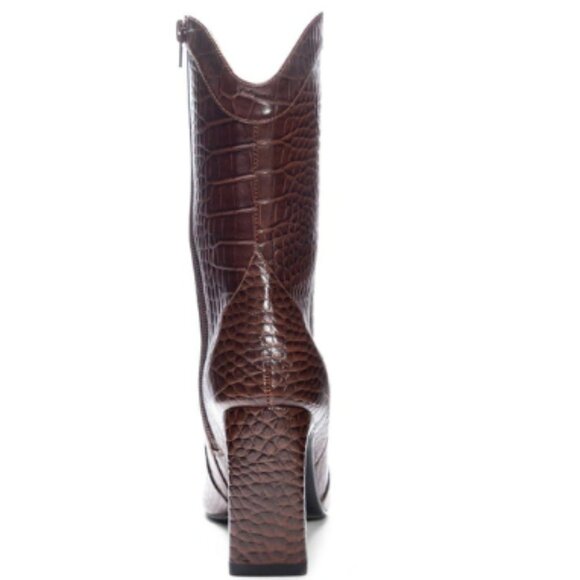 New CHINESE LAUNDRY Forester Western Boot In Dark Chocolate Brown Crocodile - Picture 4 of 8